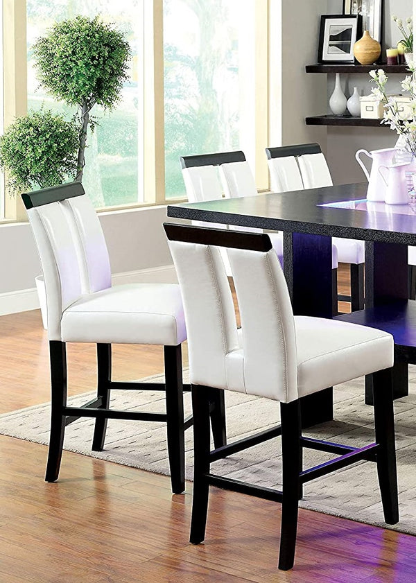 English Elm Set of 2 Padded Leatherette Side Chairs with Sleek Slit Back Design for Modern Dining Rooms White 41.5 L x 13 W x 19.5 H HS11CM3559PC-ID-AHD