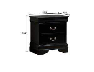 English Elm 1pc Elegant Louis Philippe Nightstand Solid Wood Transitional Design with Dovetail Drawers & Brass Pulls Black 24.5 L x 18.5 W x 27 H HS11CM7966BK-N-ID-AHD