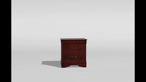 English Elm 1pc Elegant Louis Philippe Nightstand Solid Wood Transitional Design with Dovetail Drawers & Brass Pulls Cherry 25 L x 18.5 W x 27 H HS11CM7966CH-N-ID-AHD