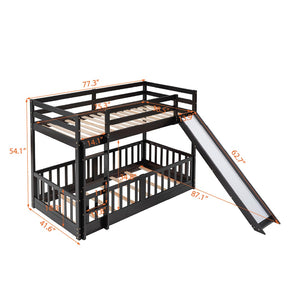 English Elm Twin Over Kids Bunk Bed with Slide Ladder White Pine Frame Safe Sleep LT000009AAP