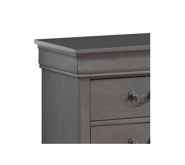 English Elm 1pc Elegant Louis Philippe Nightstand Solid Wood Transitional Design with Dovetail Drawers & Brass Pulls Gray 24.5 L x 18.5 W x 27 H HS11CM7966GY-N-ID-AHD