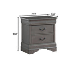 English Elm 1 Piece Nightstand Gray Louis Philippe Solid Wood English Dovetail Construction Antique Nickle Hanging Pulls