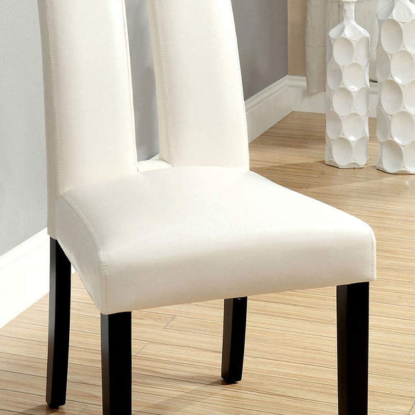English Elm Set of 2 Padded Leatherette Side Chairs with Sleek Slit Back Design for Modern Dining Rooms White 40.5 L x 14.5 W x 20.5 H HS11CM3559SC-ID-AHD