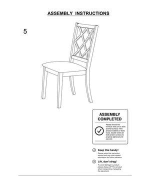 English Elm Antique Criss-Cross Back Solid Wood Side Chairs Set of 2 — Antique White Frame, Gray Cushioned Seats, Transitional Design HS11CM3491SC-ID-AHD