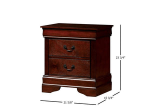 English Elm 1pc Elegant Louis Philippe Nightstand Solid Wood Transitional Design with Dovetail Drawers & Brass Pulls Cherry 25 L x 18.5 W x 27 H HS11CM7966CH-N-ID-AHD