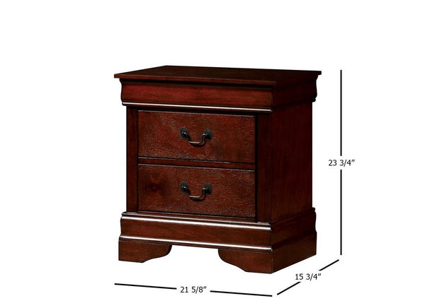 English Elm 1pc Elegant Louis Philippe Nightstand Solid Wood Transitional Design with Dovetail Drawers & Brass Pulls Cherry 25 L x 18.5 W x 27 H HS11CM7966CH-N-ID-AHD