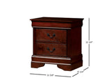 English Elm 1 Piece Nightstand Cherry Finish Louis Philippe Solid Wood English Dovetail Construction Antique Nickle Hanging Pulls