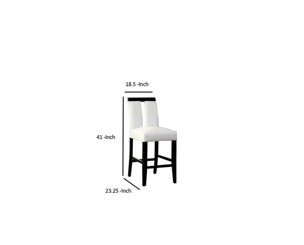 English Elm Set of 2 Padded Leatherette Side Chairs with Sleek Slit Back Design for Modern Dining Rooms White 41.5 L x 13 W x 19.5 H HS11CM3559PC-ID-AHD