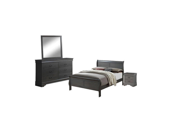 English Elm 1pc Elegant Louis Philippe Nightstand Solid Wood Transitional Design with Dovetail Drawers & Brass Pulls Gray 24.5 L x 18.5 W x 27 H HS11CM7966GY-N-ID-AHD