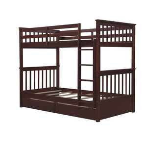 English Elm Twin-over-twin Bunk Bed Walnut Finish with Storage Drawers and Convertible Frame LT000265AAP-1