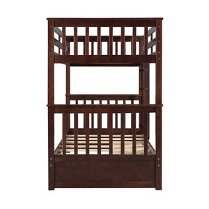 English Elm Twin-over-twin Bunk Bed Walnut Finish with Storage Drawers and Convertible Frame LT000265AAP-1