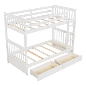 English Elm Twin-over-twin Bunk Bed Walnut Finish with Storage Drawers and Convertible Frame LT000265AAK-1