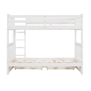 English Elm Twin-over-twin Bunk Bed Walnut Finish with Storage Drawers and Convertible Frame LT000265AAK-1