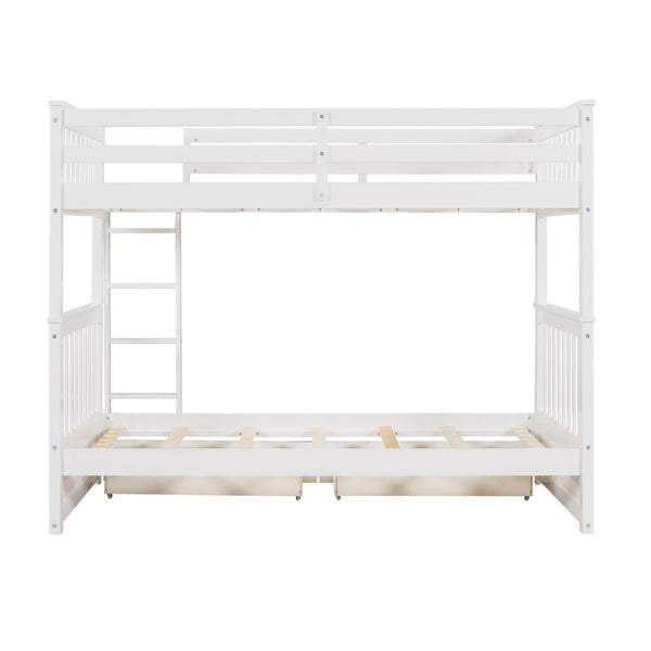 English Elm Twin-over-twin Bunk Bed Walnut Finish with Storage Drawers and Convertible Frame LT000265AAK-1