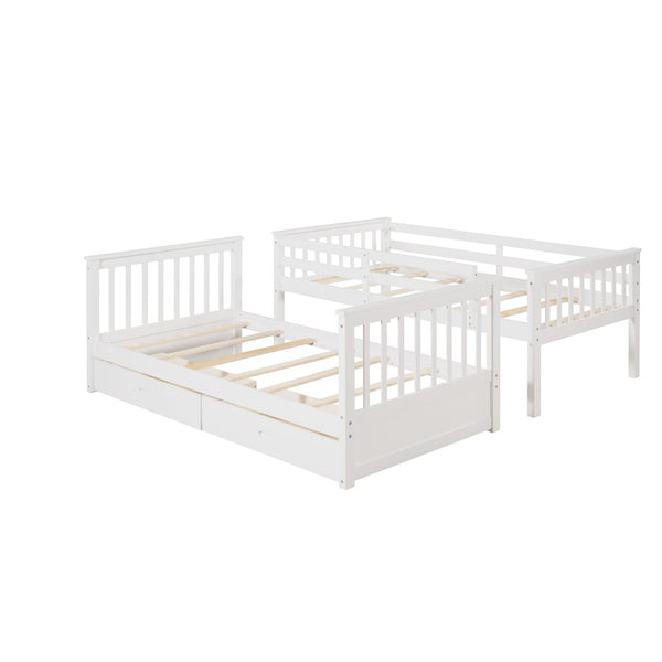 English Elm Twin-over-twin Bunk Bed Walnut Finish with Storage Drawers and Convertible Frame LT000265AAK-1