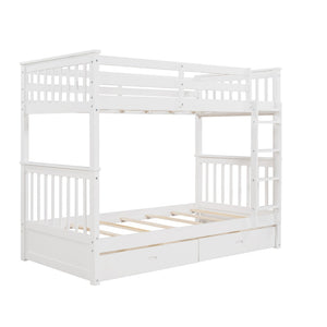English Elm Twin-over-twin Bunk Bed Walnut Finish with Storage Drawers and Convertible Frame LT000265AAK-1