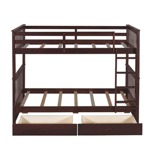 English Elm Twin-over-twin Bunk Bed Walnut Finish with Storage Drawers and Convertible Frame LT000265AAP-1