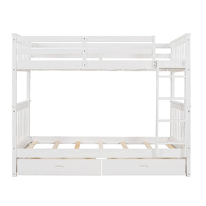 English Elm Twin-over-twin Bunk Bed Walnut Finish with Storage Drawers and Convertible Frame LT000265AAK-1