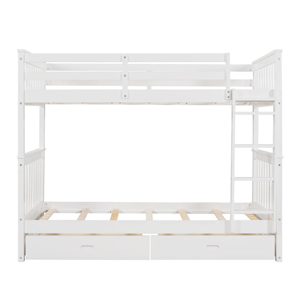 English Elm Twin-over-twin Bunk Bed Walnut Finish with Storage Drawers and Convertible Frame LT000265AAK-1