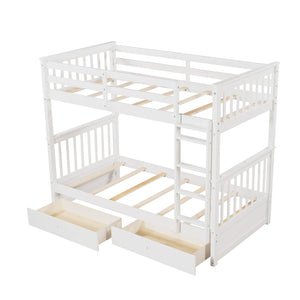 English Elm Twin-over-twin Bunk Bed Walnut Finish with Storage Drawers and Convertible Frame LT000265AAK-1