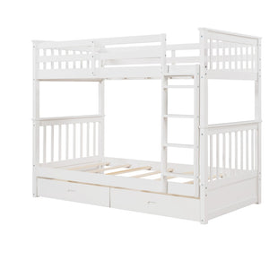 English Elm Twin-over-twin Bunk Bed Walnut Finish with Storage Drawers and Convertible Frame LT000265AAK-1