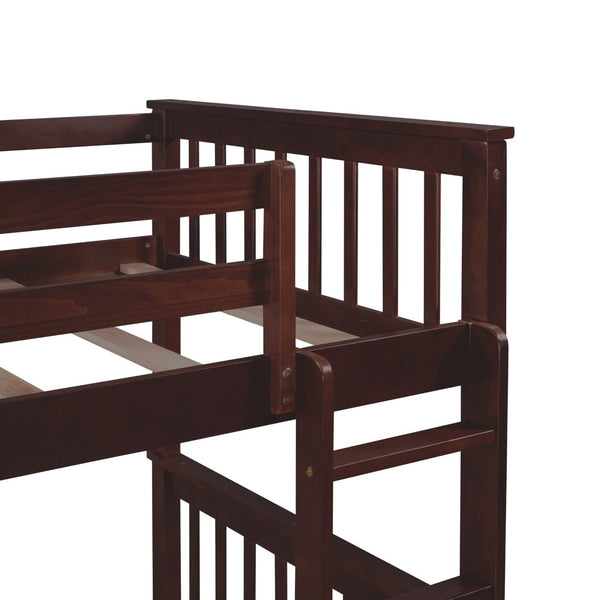 English Elm Twin-over-twin Bunk Bed Walnut Finish with Storage Drawers and Convertible Frame LT000265AAP-1