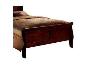 English Elm Queen Sleigh Bed with Elegant Transitional Design, Solid Wood Veneer Construction, Dovetail Craftsmanship and Spacious Foundation Support for Master Bedroom Comfort Cherry 82 L x 6.6 W x 3 H B011S00102