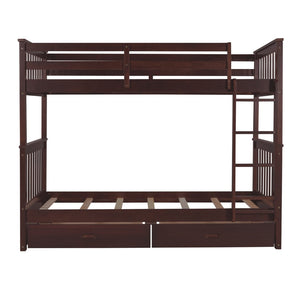 English Elm Twin-over-twin Bunk Bed Walnut Finish with Storage Drawers and Convertible Frame LT000265AAP-1