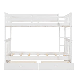 English Elm Twin-over-twin Bunk Bed Walnut Finish with Storage Drawers and Convertible Frame LT000265AAK-1