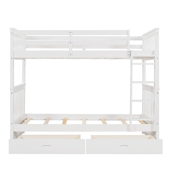 English Elm Twin-over-twin Bunk Bed Walnut Finish with Storage Drawers and Convertible Frame LT000265AAK-1