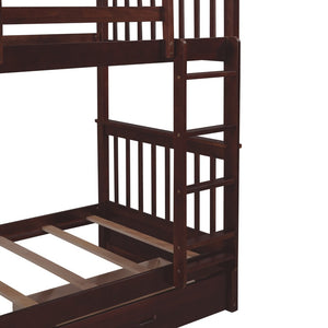 English Elm Twin-over-twin Bunk Bed Walnut Finish with Storage Drawers and Convertible Frame LT000265AAP-1