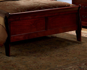 English Elm Queen Sleigh Bed Solid Wood Queen Size Sleigh Bed with Dovetail Construction and Bracket Feet, Elegant Finish Cherry 27 L x 63 W x 6 H B011S02027