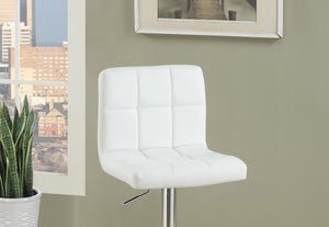 English Elm White Faux Leather Bar Stool Set of 2 Adjustable Counter Height Tufted Padded Back Seats with Armrests White 18 L x 21 W x 22 H HS00F1566-ID-AHD