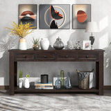 English Elm Trexm Console Table/Sofa Table With Storage Drawers and Bottom Shelf For Entryway Hallway(Espresso)