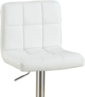 English Elm White Faux Leather Bar Stool Set of 2 Adjustable Counter Height Tufted Padded Back Seats with Armrests White 18 L x 21 W x 22 H HS00F1566-ID-AHD