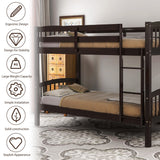 Hearth and Haven Stucci Twin over Twin Bunk Bed with Curved Headboard and Ladder, Espresso LT000066AAP