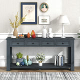 English Elm Trexm Console Table/Sofa Table With Storage Drawers and Bottom Shelf For Entryway Hallway (Navy)