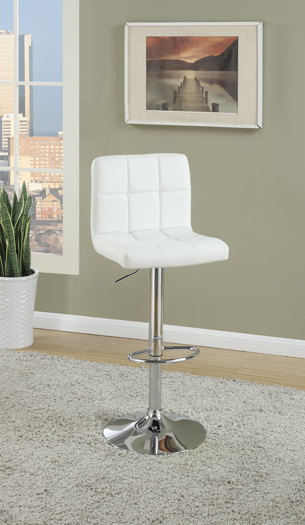 English Elm White Faux Leather Bar Stool Set of 2 Adjustable Counter Height Tufted Padded Back Seats with Armrests White 18 L x 21 W x 22 H HS00F1566-ID-AHD