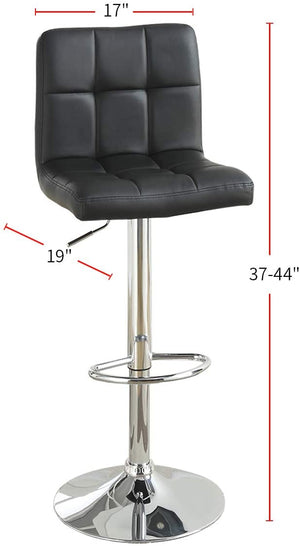 English Elm Black Faux Leather Tufted Counter Height Stools Set of 2 Adjustable Swivel Bar Chairs with Metal Frame and Cushioned Seats HS00F1565-ID-AHD