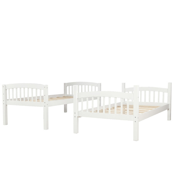 English Elm Twin Over Kids Bunk Bed Solid Pine Frame White Finish Separates Into Two Beds LT000066AAK