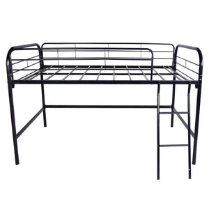 English Elm Metal Twin Loft Bed with Dual Ladders, Full-Length Guardrails, Storage Steps & Heavy-Duty Steel Frame W84041894