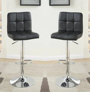 English Elm Black Faux Leather Tufted Counter Height Stools Set of 2 Adjustable Swivel Bar Chairs with Metal Frame and Cushioned Seats HS00F1565-ID-AHD