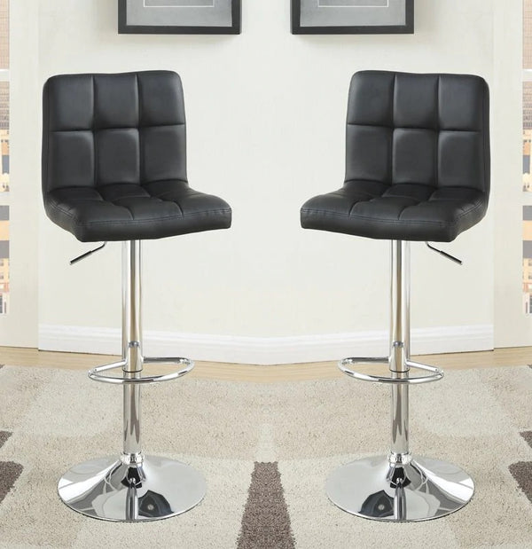 English Elm Black Faux Leather Tufted Counter Height Stools Set of 2 Adjustable Swivel Bar Chairs with Metal Frame and Cushioned Seats HS00F1565-ID-AHD