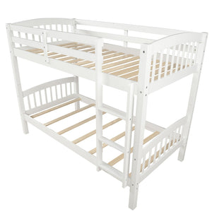 English Elm Twin Over Kids Bunk Bed Solid Pine Frame White Finish Separates Into Two Beds LT000066AAK
