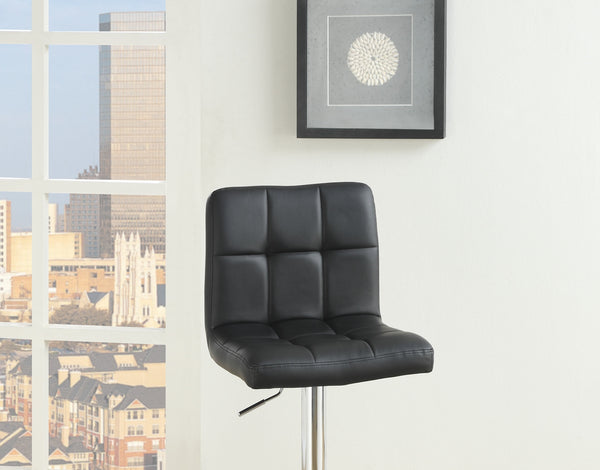 English Elm Black Faux Leather Tufted Counter Height Stools Set of 2 Adjustable Swivel Bar Chairs with Metal Frame and Cushioned Seats HS00F1565-ID-AHD