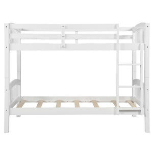 English Elm Twin Over Kids Bunk Bed Solid Pine Frame White Finish Separates Into Two Beds LT000066AAK