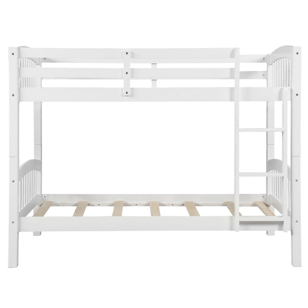 English Elm Twin Over Kids Bunk Bed Solid Pine Frame White Finish Separates Into Two Beds LT000066AAK
