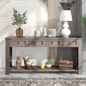 English Elm Trexm Console Table/Sofa Table With Storage Drawers and Bottom Shelf For Entryway Hallway (Gray Wash)