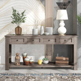 Rustic Chic Navy Clara Console Table: Solid Wood, 4 Drawers, 63