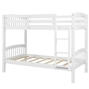 English Elm Twin Over Kids Bunk Bed Solid Pine Frame White Finish Separates Into Two Beds LT000066AAK